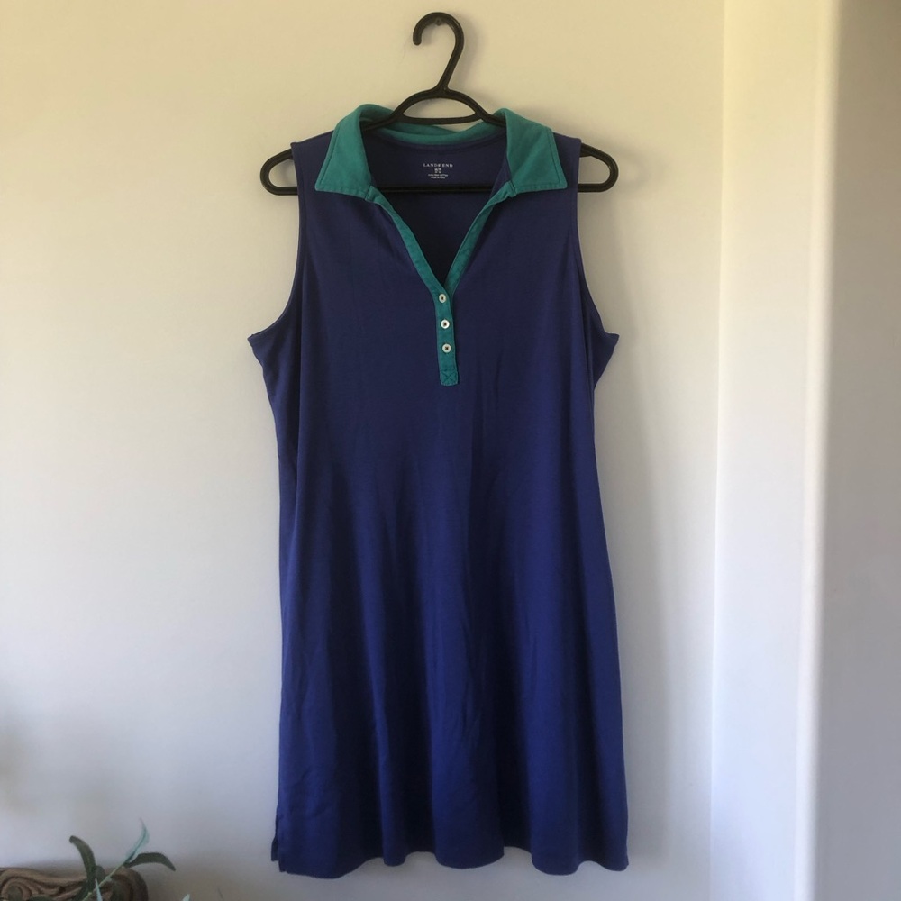 Lands' End Sleeveless Polo‎ Dress 100% Pima Cotton | Size M